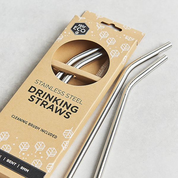 Ever Eco Drinking Straws Stainless Steel & brush pack of 4
