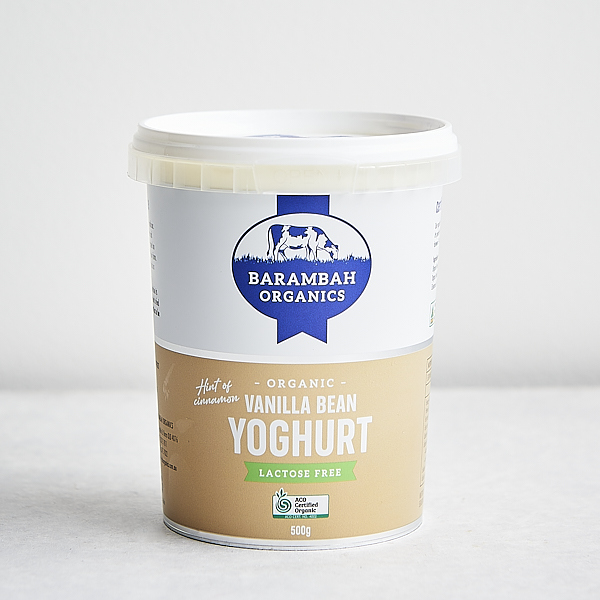 Barambah Yoghurt Lactose Free Vanilla Bean with the hint of Cinnamon 500g