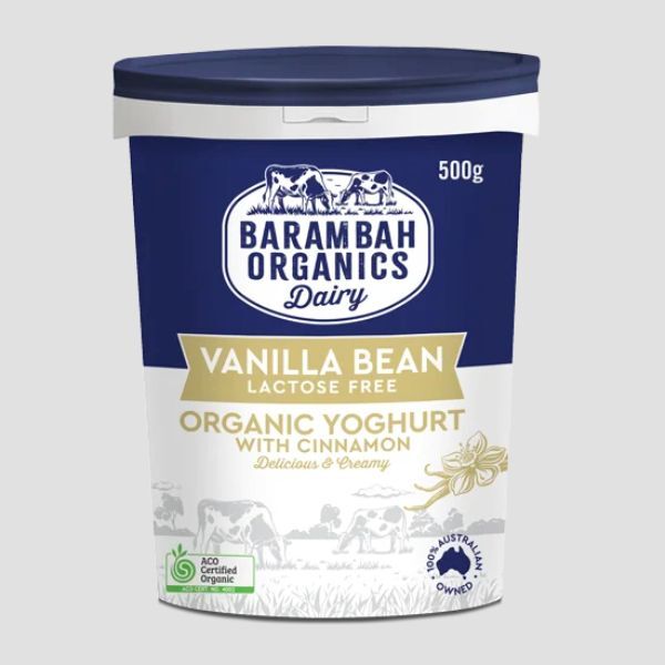 Barambah Yoghurt Lactose Free Vanilla Bean with Cinnamon 500g