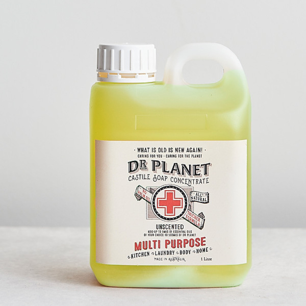 Dr Planet Castile Soap Concentrate Unscented Refill 1L