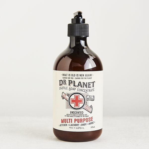 Dr Planet Castile Soap Concentrate Unscented Pump 500ml