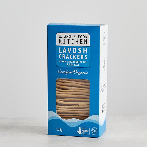 The Whole food Kitchen Lavosh Crackers Olive Oil and Sea Salt 135g