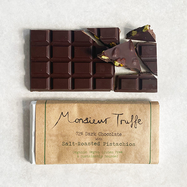 Monsieur Truffe Limited Edition Bar Dark Chocolate & Roasted Pistachios 100g