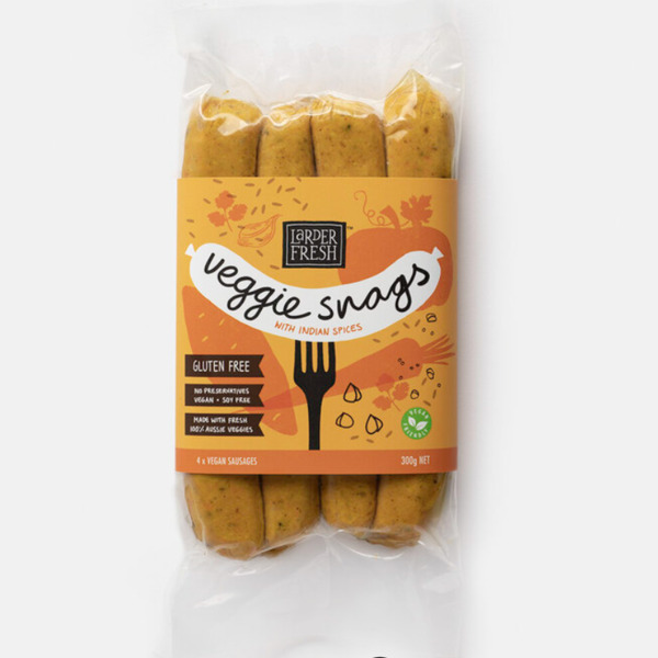 Larder Fresh Veggie Snags with Indian Spices pack of 4
