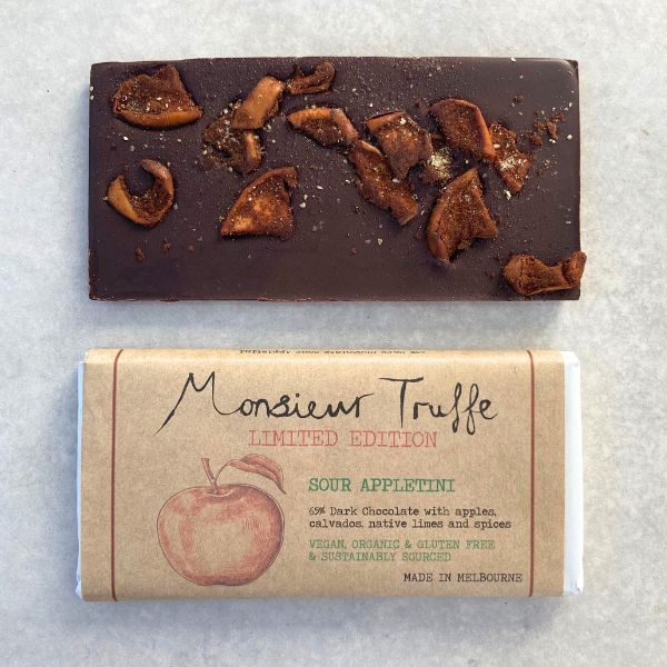 Monsieur Truffe Limited Edition Bar Dark Chocolate  Sour Appletini  90g