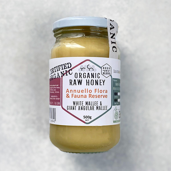 Certified Organic Raw Honey White Mallee & Giant Angular Mallee 500g