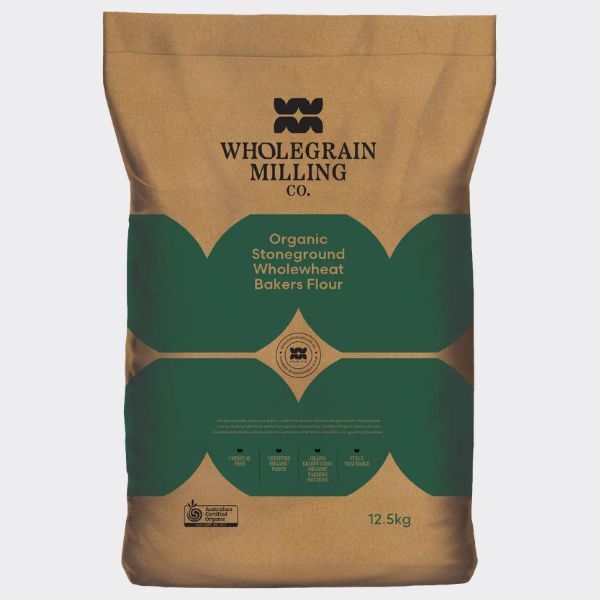 Wholegrain Milling Co - Organic Stoneground Wholewheat Bakers Flour 12.5kg