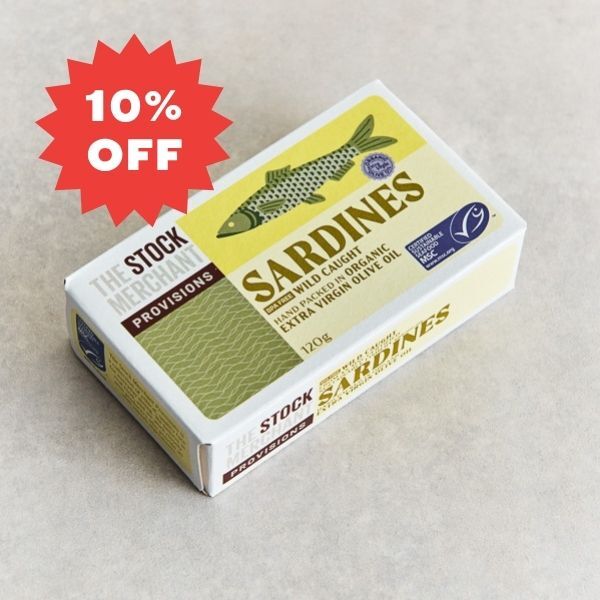 The Stock Merchant Sardines in Organic Extra Virgin Olive Oil 120g