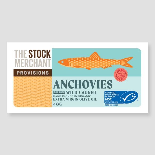 The Stock Merchant Anchovies in Organic Extra Virgin Olive Oil 48g