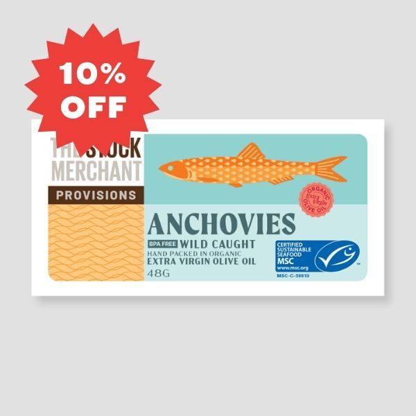 The Stock Merchant Anchovies in Organic Extra Virgin Olive Oil 48g