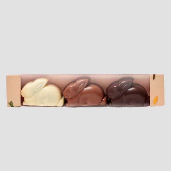 Koko Black Easter Triplet Bunnies Dark, Milk & White Chocolate & Praline pack of 3