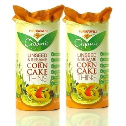 Pure Harvest Corn Cakes Linseed & Sesame 150g x 12 VALUE BULK BUY